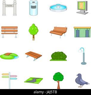 Park icons set, cartoon style Illustration de Vecteur