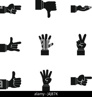 Geste icons set, le style simple Illustration de Vecteur