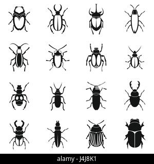 Bugs icons set, le style simple Illustration de Vecteur