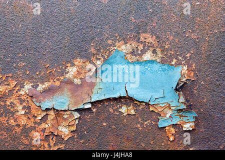 Ancienne peinture exfolié et la texture de métal rouillé en arrière-plan Banque D'Images