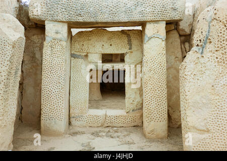 Malte, temple mégalithique de Mnajdra Banque D'Images