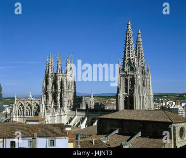 L'Espagne, Castilla y Leon, Burgos, vue sur la ville, la cathédrale, détail région Castille-et-León, à l'église, structure, style architectural, architecture, art, culture, architecture, point d'intérêt, l'héritage culturel mondial de l'UNESCO, façade Banque D'Images