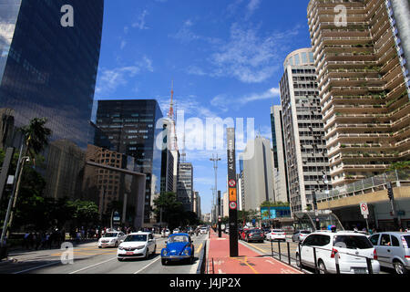 L'Avenue Paulista - centre financier de la ville de São Paulo - Brésil Banque D'Images