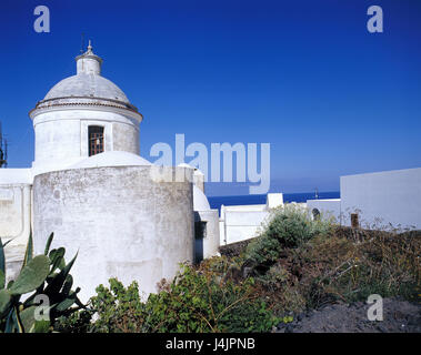 L'Italie, la Sicile, les îles Lipari, île de Stromboli, l'église, détail îles Éoliennes, Isole Eolie, isole Lipari, l'église paroissiale, de la structure, de la construction, de l'endroit d'intérêt Banque D'Images