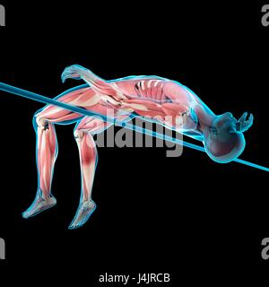 La structure musculaire de haute personne sautant, illustration. Banque D'Images