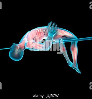 La structure musculaire de haute personne sautant, illustration. Banque D'Images