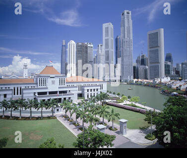 Singapour, Singapour, ville skyline, le parlement, l'état de la cité du parc, l'Asie, Asie du Sud-Est, la ville, le paysage urbain, sur la ville, des tours, des gratte-ciel, l'architecture, flux Banque D'Images