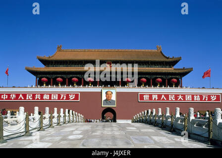 Chine, Pékin, l'espace de la paix céleste, Tian'anmen, Beijing, visiteur, d'entrée de la Cité Interdite, l'objectif de la paix céleste, Tian'anmen, l'espace, Tiananmen la culture, palais impérial, tourist Banque D'Images