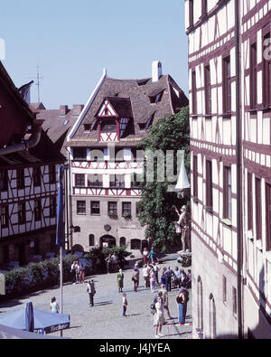 Germany, Bavaria, Munich, Nuremberg, Albrecht Dürer, la maison du passant par l'Europe, à l'extérieur, franc, de la ville, Vieille Ville, Centre-ville, partie de la ville, château, quatrième, bâtiment à colombages, maisons à colombages, habitation, lieu de travail, l'artiste, Albrecht Dürer en 1471 - en 1528, musée, musée de la maison, point d'intérêt, la rue de l'empereurs et rois Banque D'Images