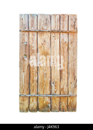 Porte en bois planches texturées avec fissures et trous isolated on white Banque D'Images