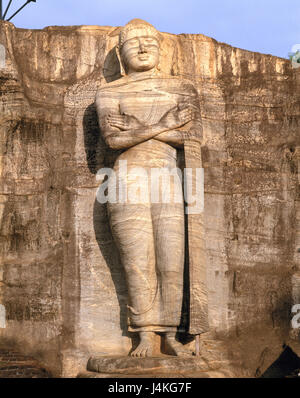 Sri Lanka, Polonnaruwa, Galvihara, falaise, statue du Bouddha en Asie, en Asie du Sud, l'État insulaire, Sri Lanka Prajatantrika Samajavadi Janarajaya, Gal Vihara, temple, Uttarama rock, sculpture, tailleur de l'art, singhalesisch, point d'intérêt, monument, patrimoine culturel mondial de l'UNESCO, statue, Bouddha, bouddhisme, religion Banque D'Images