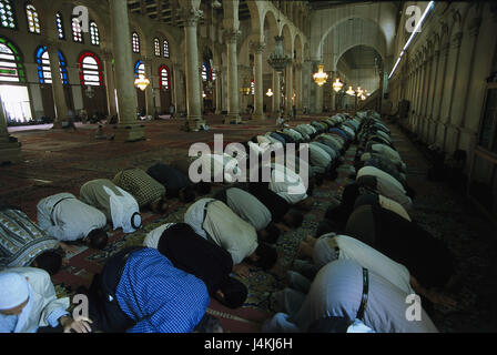 Syrie, Damas, Vieille Ville, Omayyadenmoschee, croyants, la prière de midi, les hommes de la mosquée, à réciter, prière, Religionweihrauchstrasse Banque D'Images