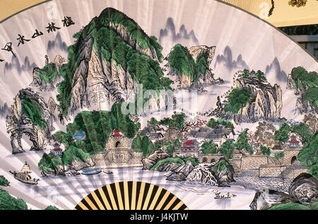 Chine, Province du Guangxi, Guilin, Yangshou, ventes, boutique souvenirs, champs, détail de l'Asie, l'Asie orientale, Zhonghua Renmin Gongheguo, République populaire, ville, market stall, mémoire, petit cadeau, vente de souvenirs, les champs, les peintures murales Banque D'Images