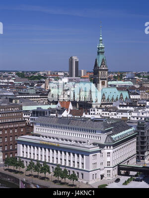 Allemagne, Hambourg, ville de l'hôtel de ville, vue d'Europe, Nord de l'Allemagne, ville hanséatique, paysage urbain, foreground, Commerzbank, banque, la structure, l'hôtel de ville, l'architecture, l'endroit d'intérêt, de l'urbanité Banque D'Images