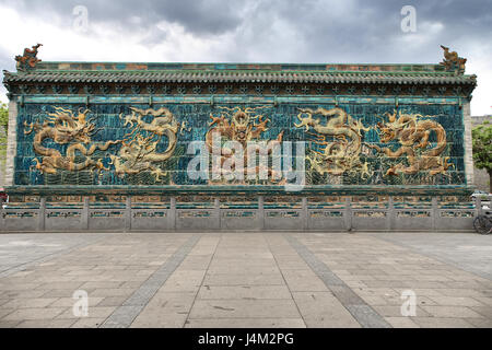 Nine-Dragon Wall (1392), Datong, Shanxi, Chine Banque D'Images