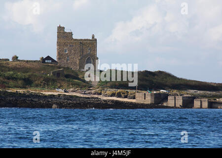 La chapelle de St Cuthbert, sur l'île de Farne intérieure, au large de la côte de Northumberland en Angleterre. La chapelle a origines médiévales. Banque D'Images