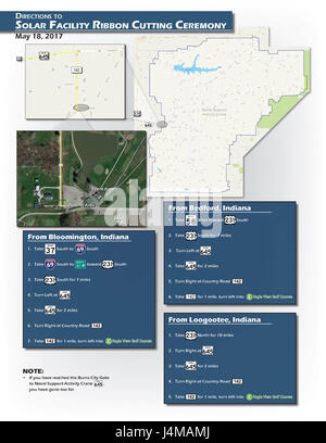 Les chefs de département de la Marine sera l'hôte d'une cérémonie d'inauguration, le 18 mai, à 10 heures, pour célébrer le début de l'exploitation commerciale de l'installation solaire situé sur la base navale américaine de grue, de l'Indiana. Banque D'Images