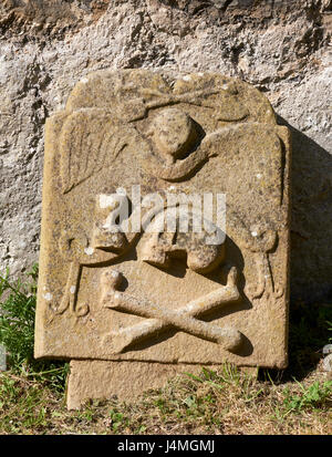 GULLANE, pierre tombale, ANGEL, TÊTE DE MORT, East Lothian, Ecosse, Royaume-Uni Banque D'Images