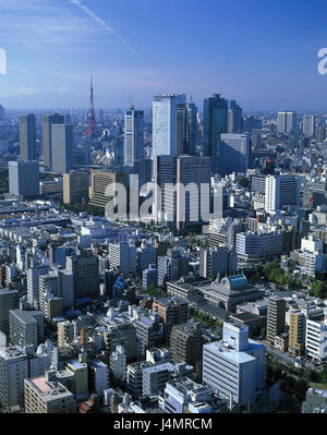 Japon, Tokyo, le quartier de Shimbashi, aperçu ville Asie, Honshu, Tokyo, ville, ville, quartier de la ville, des maisons, des gratte-ciel, des tours, sommaire Banque D'Images