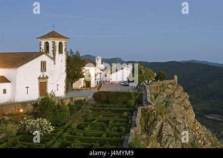 Soir, montagne, Marvao, église, parc, Alentejo, Portugal, Banque D'Images