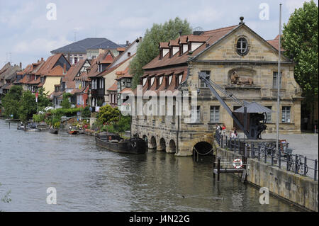 L'Allemagne, la Bavière, la Franconie, Bamberg, petite Venise, l'ancien abattoir, Regnitz, Banque D'Images