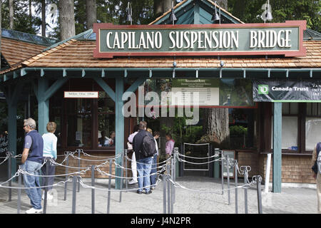 Canada, Colombie-Britannique, Vancouver, le pont suspendu de Capilano, attraction, parc, d'entrée, touristiques, Banque D'Images