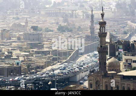 Egypte, Caire, vue sur la ville, la circulation, embouteillage, Banque D'Images