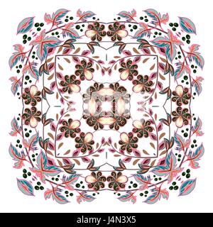 Pour la conception de poche carré, châle, textile. Paisley motif floral. Ornement paisley coloré Illustration de Vecteur