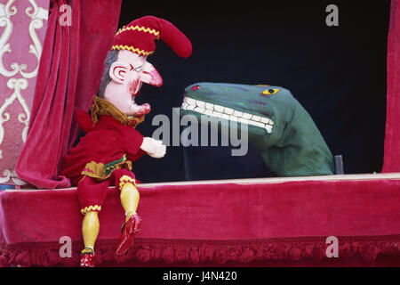 Théâtre de marionnettes, Kasperl, crocodile, Banque D'Images