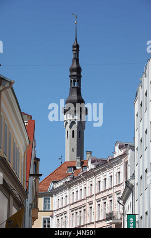 L'Estonie, Tallinn, Vieille Ville, la place de l'hôtel de ville, tour de ville, Banque D'Images