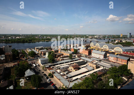 La Lettonie, Riga, Vieille Ville, marché couvert, aperçu de la ville, Banque D'Images