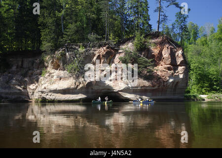 La Lettonie, Sigulda Gauja canoe, flux, pilote, Banque D'Images