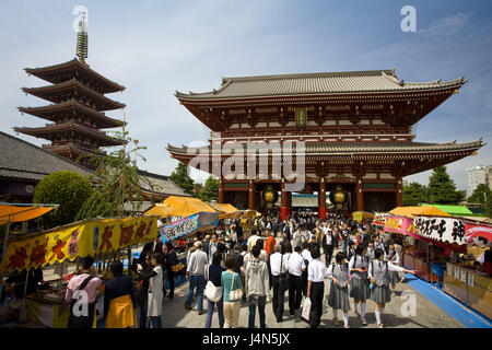 Japon, Tokyo, Asakusa Nakamise Dori, District de la construction objectif, touristiques, Banque D'Images