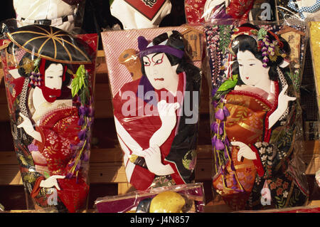 Le Japon, Honshu, Tokyo, assez Hagoita Battledore, festival, souvenir, poupées, Asie, fête, la mémoire, le tourisme, la destination, brillamment, geishas, enveloppe, l'Ukiyo E, le kitsch, l'art, de la culture, Banque D'Images