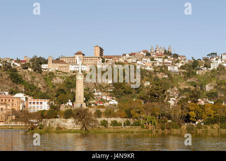 Le lac Anosy, Antananarivo, Madagascar, vue sur la ville, Banque D'Images