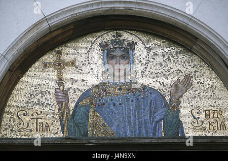 Bulgarie, Sofia, Alexander Nevski Kathedrale, entrée, détail, photo, mosaïque, ville, capitale, Sofija, centre, d'un bâtiment, architecture, cathédrale, Alexander Nevski cathedral, l'église, endroit d'intérêt, vue, portal, bow, saint's photo, art, culture, foi, religion, Banque D'Images