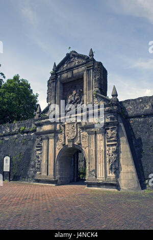 L'île de Luzon, Philippines, Manille, Intramuros, District de Fort Santiago, gate, Asie, Asie du Sud-Est, l'héritage culturel mondial de l'UNESCO, point d'intérêt, l'architecture, à l'extérieur, déserte, Banque D'Images