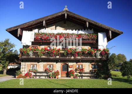 Allemagne, Bavière, région, ferme en pierre de la bobine, l'été, Banque D'Images