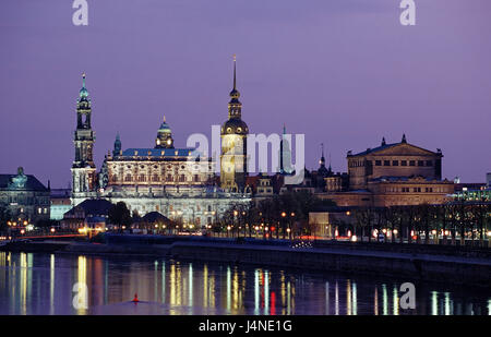 Allemagne, Saxe, Dresde, Vieille Ville, nuit, Banque D'Images