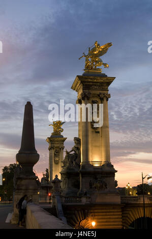 France, Paris, son, Pont Alexandre III, détail, soir, tuning Banque D'Images