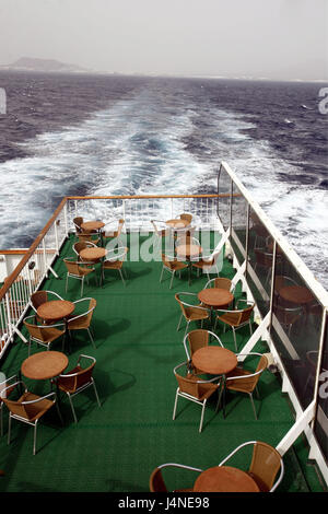 L'Espagne, Lanzarote, Playa Blanca, ferry, pont, restaurant, détail, Banque D'Images