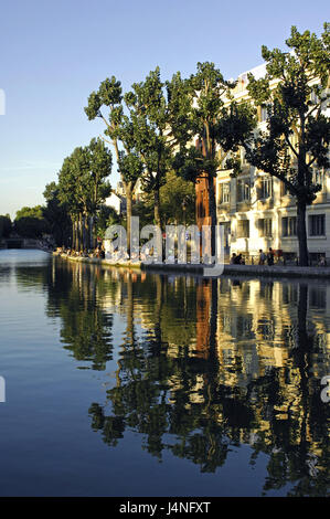 France, Paris, Canal Saint Martin, port, personne, Banque D'Images