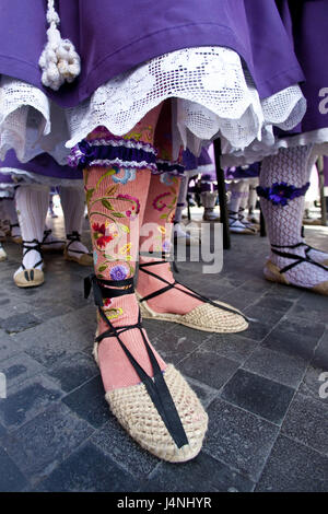 L'Espagne, Murcia, procession de Pâques, participant, folklore, costume national, medium close-up, détail, Banque D'Images