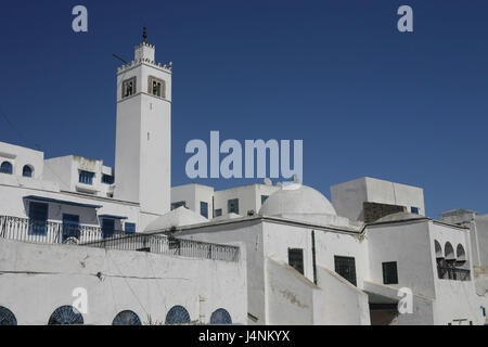 La Tunisie, Sidi Bou Said, Vieille Ville, vue locale, mosquée, Banque D'Images