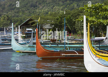 L'île de Luzon, aux Philippines, le lac Taal, bateaux, détail, Banque D'Images