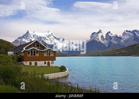 Le Chili, la Patagonie, le Parc National Torres del Paine, Hosteria Pehoe, Lago Pehoe, Banque D'Images