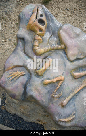 Réplique d'Hypsilophodon squelette de dinosaure. La Era del Peladillo site dans IGEA village, La Rioja, Espagne. Banque D'Images