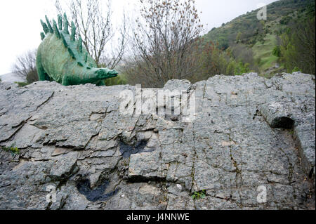 Empreintes de dinosaure ornithopode à Santa Cruz de Yanguas, Soria, Espagne. Banque D'Images