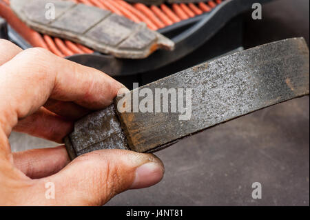 Moto chaussures usées tambour breaks Banque D'Images