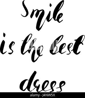 Sourire est la meilleure robe quotation. Style calligraphique moderne. Côté lettrage et typographie personnalisée pour vos dessins : t-shirts, sacs, d'affiches, d'invitati Illustration de Vecteur